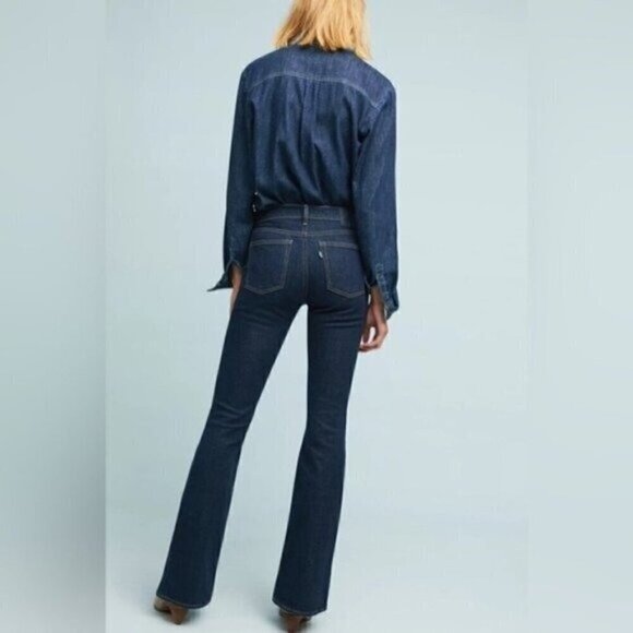 NWT Levis Made and Crafted Flared Denim Jeans Size 28 Dark Blue Wash - Picture 4 of 13